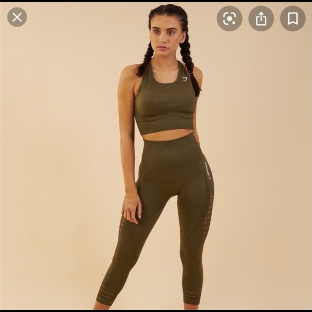 Gymshark Energy Seamless Crop Vest - Khaki